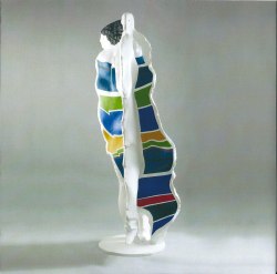 Claude Abeille, " Grand Tango Bleu ", 2011, résine polychrome, numérotée 1\/16, 200 X 75 X 65 cm