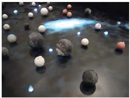 Millène Guermont, Aérogels et boules de Béton, Cratères ou polysensoriel de diamètres compris entre 0.045 et 0.1 m avec ou sans incrustations