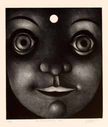 Mario Avati (1921-2009), "En regardant la lune, 1956, manière noire sur cuivre, 30 x 26 cm musée du dessin et de l’estampe originale, Gravelines