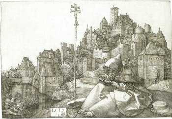 Albrecht Dürer, Saint Antoine lisant sur la colline, 1519, 9,5 x 14,1 cm, Paris, Bibliothèque nationale de France