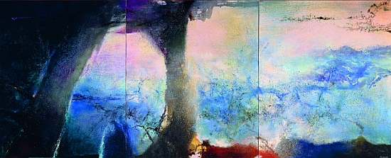 Zao Wou-ki, Hommage à Claude Monet, triptyque, 1991, Huile sur toile, 194 X486 cm, collection particulière, photo Jean-Louis Losi. Zao Wou-ki