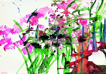 Zao Wou-Ki, Sans titre (Paris), aquarelle sur papier 70,5 X 100 cm, 2008, Photo Dennis Bouchard
