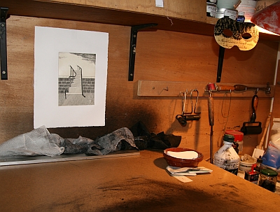 Table d’encrage, atelier de gravure de Louis-René Berge de l’Académie des beaux-arts, 28 septembre 2012