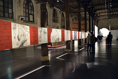 Exposition Trémois, Traits de passion, Réfectoire des Cordeliers, La Passion, 22 mètres de long, 90 cm de hauteur ,2013